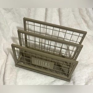 Rae Dunn Desktop Letter Holder; 2 Compartment for Mail and Stationary Table Top